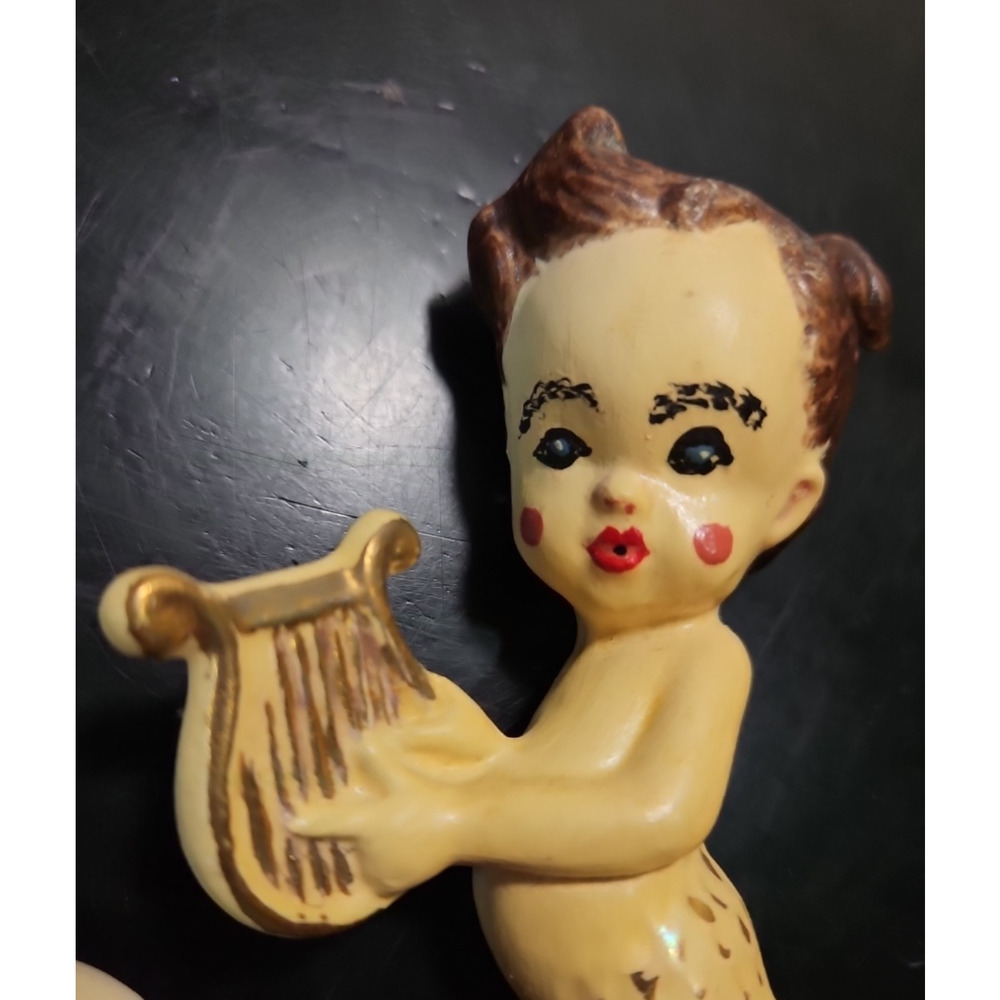 Vintage MCM Mermaid & Baby 1960s Ceramic Chalkware Beach Fantasy Wall Hangings - Picture 5 of 16